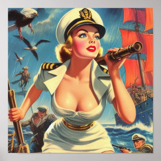 Retro Sailor Pin-up Poster (Voorkant)
