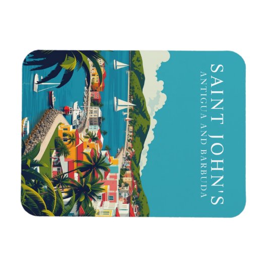 Retro Saint John's Antigua Reissouvenir Magneet (Horizontaal)