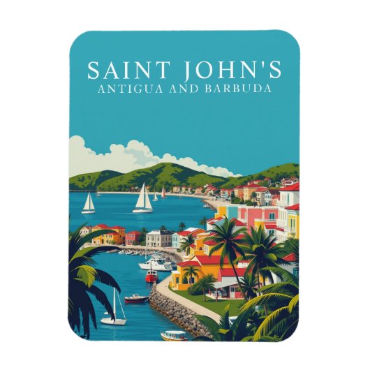 Retro Saint John's Antigua Reissouvenir Magneet (Verticaal)