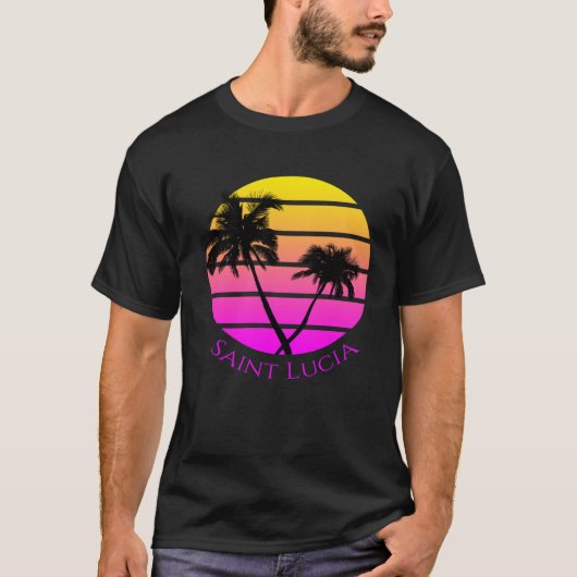 Retro Saint Lucia Beach T-shirt (Voorkant)