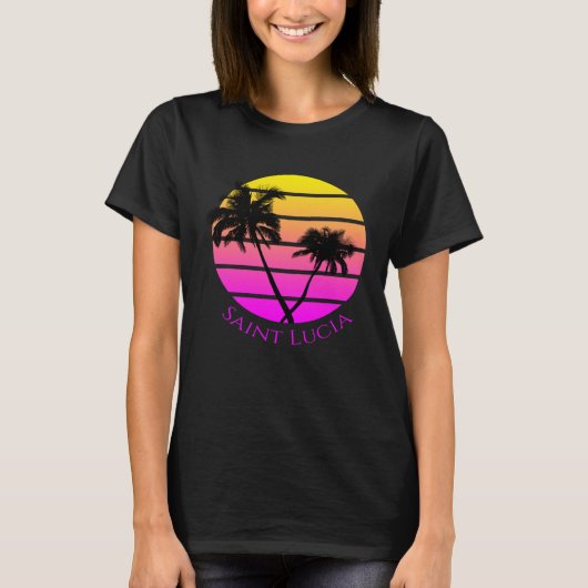 Retro Saint Lucia Beach T-shirt (Voorkant)
