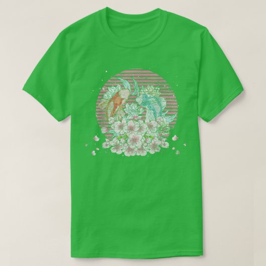 Retro Sakura Taisho Sanke Koi Fish Cherry Blossom T-shirt (Design voorkant)