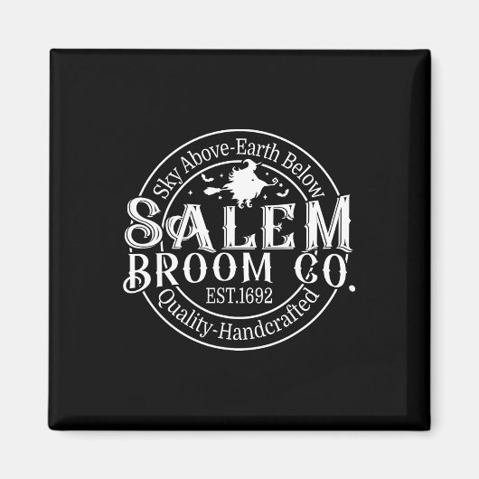 Retro Salem Broom Company EST 1692 Massachusetts H Magneet (Voorkant)