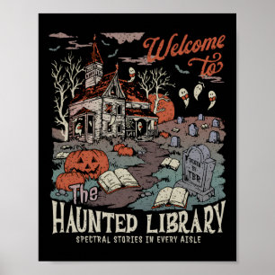 Retro Salem Welkom in het spookachtige bibliotheek Poster