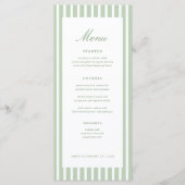 Retro Salie Groen Gestreepte Trouwtafel Menu Kaart (Voorkant)