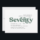 Retro salie groen modern minimaal 70e verjaardag kaart<br><div class="desc">70th Verjaardag nodigen moderne minimale eenvoudige retro salie groen en wit typografie ontwerp.</div>