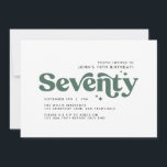 Retro salie groen modern minimaal 70e verjaardag kaart<br><div class="desc">70th Verjaardag nodigen moderne minimale eenvoudige retro salie groen en wit typografie ontwerp.</div>