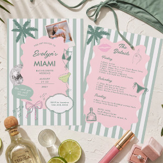 Retro Salie Roze Bachelorette Reisplan Kaart