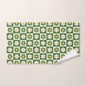 Retro saliegroen en crème madeliefjes schaakbordpa bad handdoek (Handdoek)