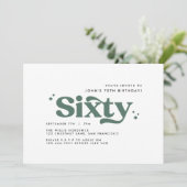 Retro saliegroen moderne minimale 60e verjaardag kaart (Staand voorkant)