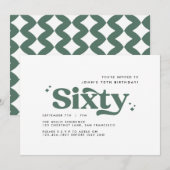Retro saliegroen moderne minimale 60e verjaardag kaart (Voorkant / Achterkant)