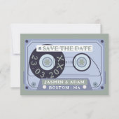 Retro saliegroene cassetteband Save The Date (Voorkant)