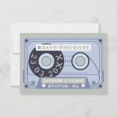 Retro saliegroene cassetteband Save The Date (Achterkant)