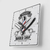 Retro Salon Barber Winkel Barbershop op persoonlij Vierkante Klok (Hoek)