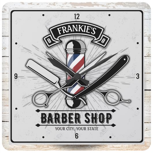 Retro Salon Barber Winkel Barbershop op persoonlij Vierkante Klok