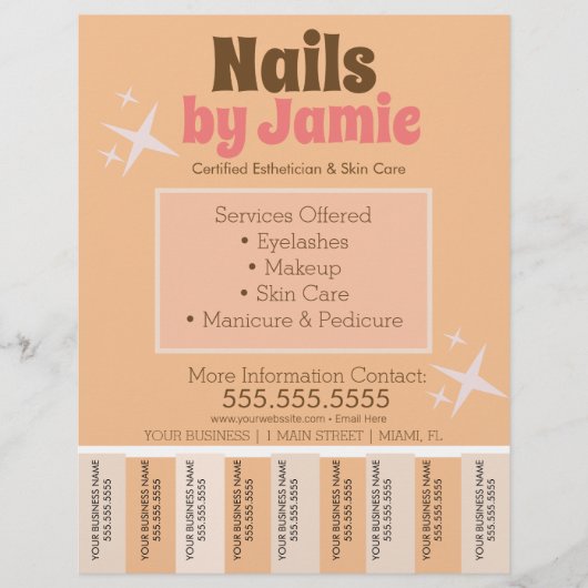 Retro Salon Service Business Tear Off Strier Flyer (Voorkant)