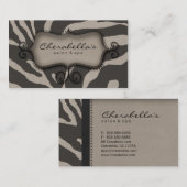 Retro Salon Spa Visitekaartje Zebra Beige (Voorkant / Achterkant)