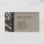 Retro Salon Spa Visitekaartje Zebra Beige (Achterkant)