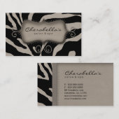 Retro Salon Spa Visitekaartje Zebra Black (Voorkant / Achterkant)
