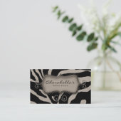 Retro Salon Spa Visitekaartje Zebra Black (Staand voorkant)