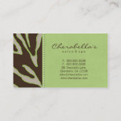 Retro Salon Spa Visitekaartje Zebra Limoen Brown (Achterkant)