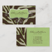 Retro Salon Spa Visitekaartje Zebra Limoen Brown (Voorkant / Achterkant)