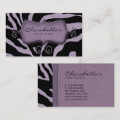 Retro Salon Spa Visitekaartje Zebra Paars (Voorkant / Achterkant)