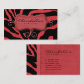 Retro Salon Spa Visitekaartje Zebra Rood (Voorkant / Achterkant)