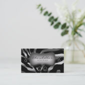 Retro Salon Spa Visitekaartje Zebra Silver Grey (Staand voorkant)