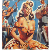 Retro Salsa Pin-up Douchegordijn (Voorkant)