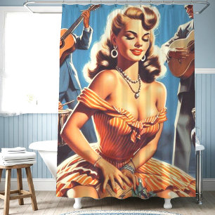 Retro Salsa Pin-up Douchegordijn