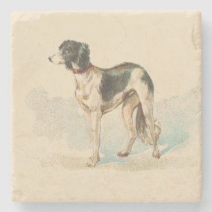 Retro Saluki Print Stenen Onderzetter