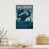 Retro Salzburg Monster Attack Travel Poster (Keuken)