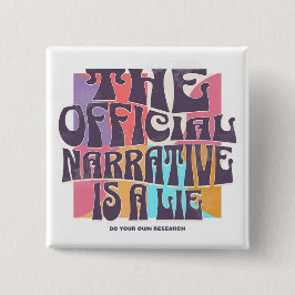 Retro samenzweringstheorie vierkante button 5,1 cm