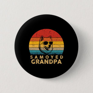 Retro Samoyed Opa Hondenliefhebber Poot Papa Vader Ronde Button 5,7 Cm