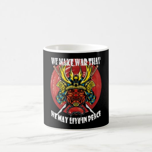 Retro Samurai Helmet - Samurai Quote About Peace Koffiemok (Center)