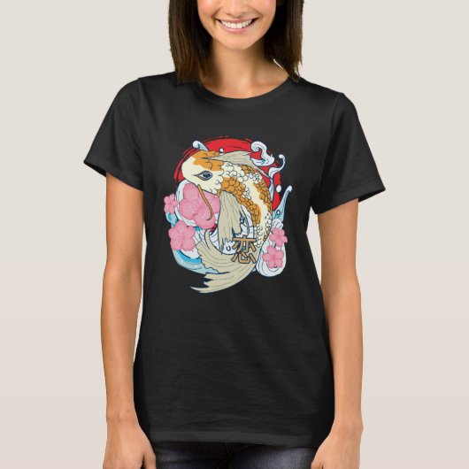 Retro Samurai Koi Vis Japans Karper Artwo T-shirt (Voorkant)