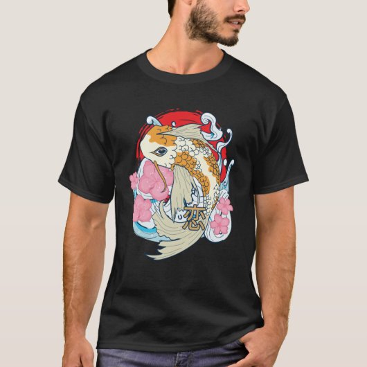 Retro Samurai Koi Vis Japans Karper Artwo T-shirt (Voorkant)