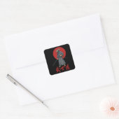 Retro Samurai met Katana - Japans Vierkante Sticker (Envelop)