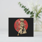 Retro Samurai Warrior met Katana - Japans Briefkaart (Staand voorkant)