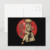 Retro Samurai Warrior met Katana - Japans Briefkaart (Voorkant / Achterkant)