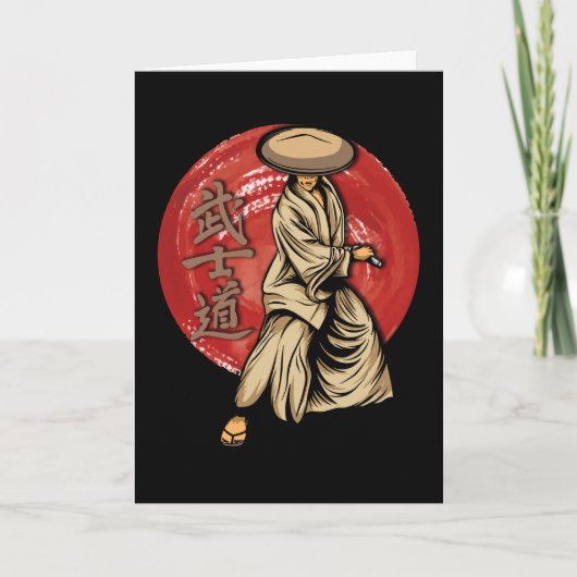 Retro Samurai Warrior with Katana - Japanese Kaart (Voorkant)