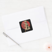 Retro Samurai Warrior with Katana - Japanese Vierkante Sticker (Envelop)