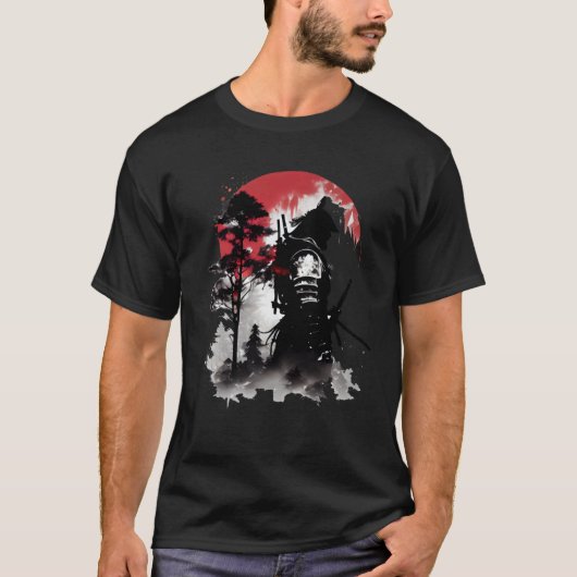 Retro Samurai Warrior Zwaard Japans Ninja 1 T-shirt (Voorkant)