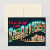 Retro San Antonio Greetings Postcard Briefkaart (Voorkant / Achterkant)