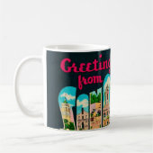 Retro San Antonio-prentbriefmok Koffiemok (Links)