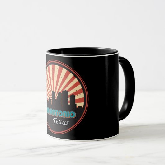 Retro San Antonio Texas City State Skyline  Mok (Voorkant rechts)