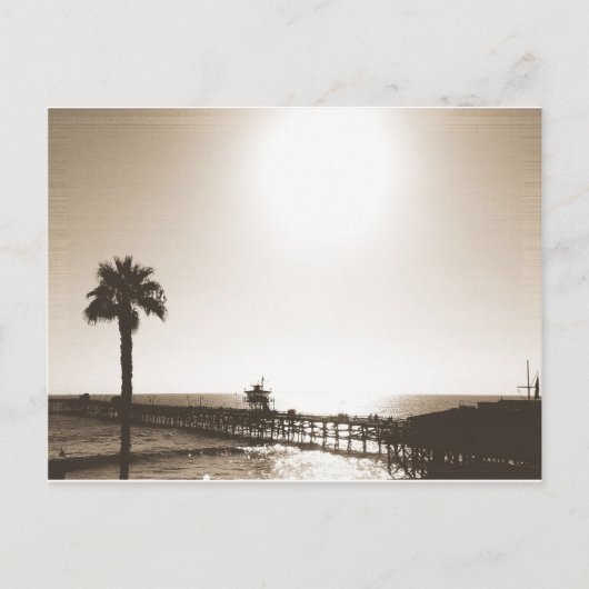  retro san clemente pier california sepia briefkaart (Voorkant)