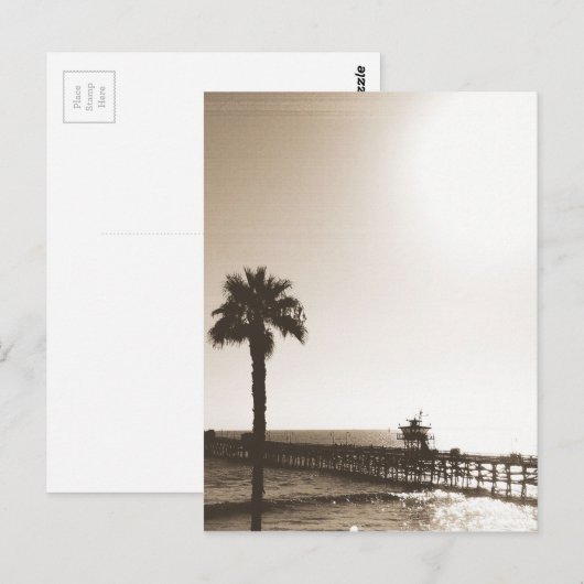 retro san clemente pier california sepia briefkaart (Voorkant / Achterkant)