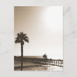  retro san clemente pier california sepia briefkaart